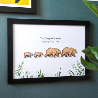 Wooden Grizzly Bear Family Print