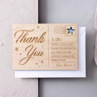 Personalised 'Thank You' Wooden Postcard