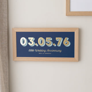 Gold Foiled Anniversary Date Framed Print