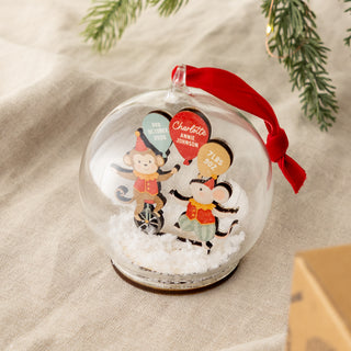 Circus Monkey & Mouse First Christmas Baby Details Bauble