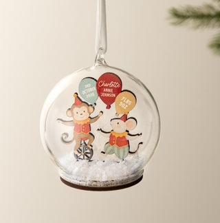 Circus Monkey & Mouse First Christmas Baby Details Bauble