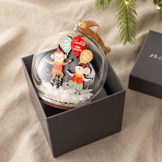 Circus Monkey & Mouse First Christmas Baby Details Bauble