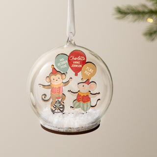 Circus Monkey & Mouse First Christmas Baby Details Bauble