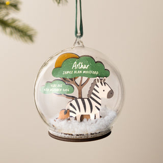 Safari Animal First Christmas Baby Details Bauble