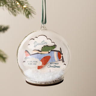 Flying Crocodile Personalised First Christmas Bauble
