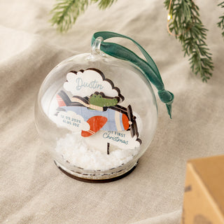 Flying Crocodile Personalised First Christmas Bauble