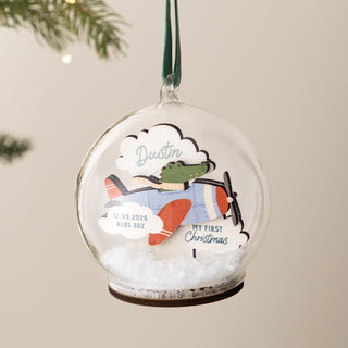 Flying Crocodile Personalised First Christmas Bauble