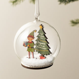 Personalised Christmas Elf Baby Details Bauble
