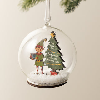 Personalised Christmas Elf Baby Details Bauble