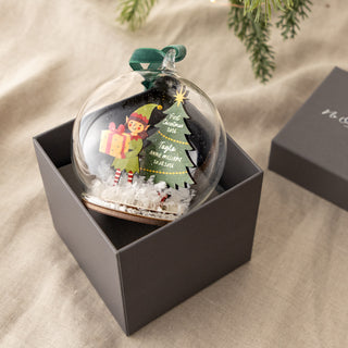 Personalised Christmas Elf Baby Details Bauble