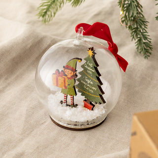 Personalised Christmas Elf Baby Details Bauble