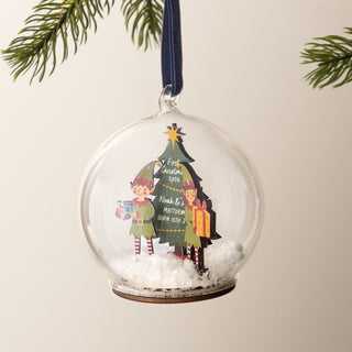 Personalised Elf Twins Baby Details Bauble