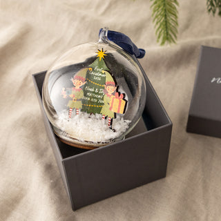 Personalised Elf Twins Baby Details Bauble