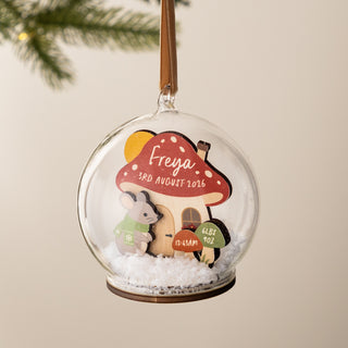 Mouse and Toadstool Personalised First Christmas Bauble