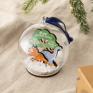 Dinosaur First Christmas Baby Details Bauble