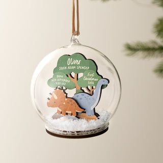 Dinosaur First Christmas Baby Details Bauble