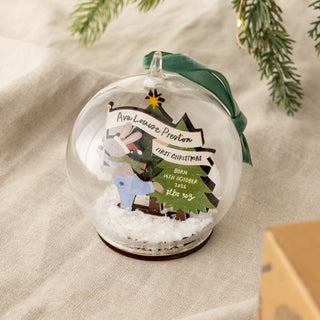 Festive Rabbit Personalised First Christmas Bauble