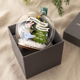 Festive Rabbit Personalised First Christmas Bauble