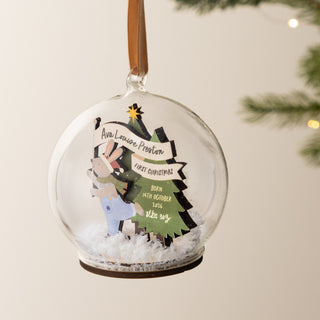 Festive Rabbit Personalised First Christmas Bauble