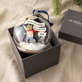 Festive Frog Personalised First Christmas Bauble