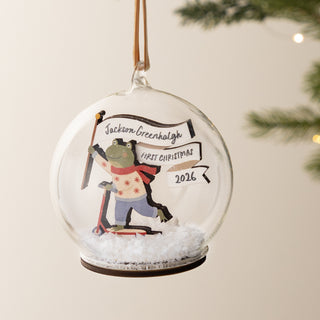 Festive Frog Personalised First Christmas Bauble