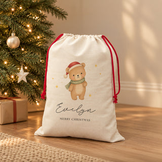 Teddy Bear Personalised First Christmas Sack