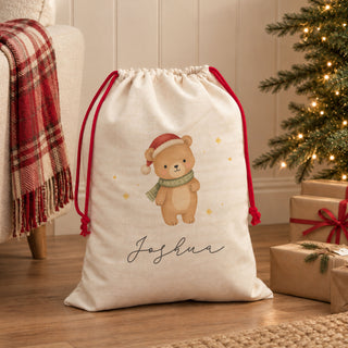 Teddy Bear Personalised First Christmas Sack