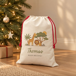 Safari Animals Personalised Christmas Sack