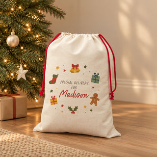 Festive Personalised Children's Christmas Sack