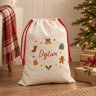 Festive Personalised Children's Christmas Sack