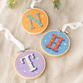 Colourful Monogram Mini Hoop Christmas Tree Decoration