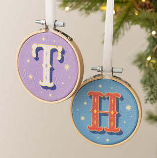 Colourful Monogram Mini Hoop Christmas Tree Decoration