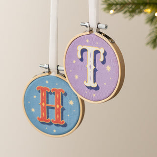 Colourful Monogram Mini Hoop Christmas Tree Decoration