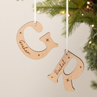 Wooden Family Initials Christmas Decoration Set