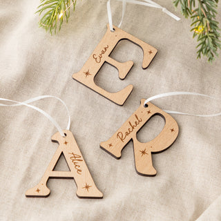 Wooden Family Initials Christmas Decoration Set