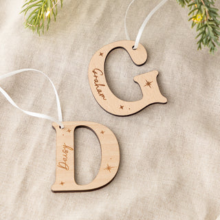 Wooden Family Initials Christmas Decoration Set