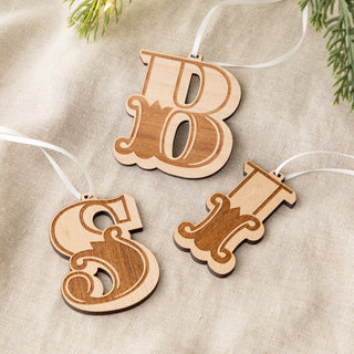 Wooden Circus Style Initials Christmas Decoration Set