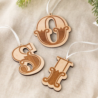 Wooden Circus Style Initials Christmas Decoration Set