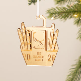 Acrylic Ski Cable Car Family Christmas Decoration