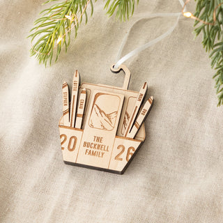 Wooden Ski Cable Car Family Christmas Decoration
