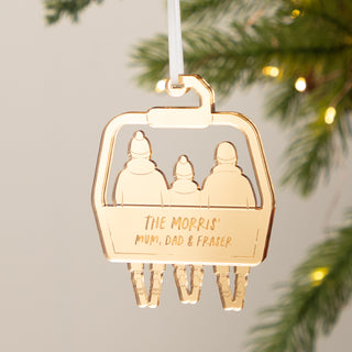 Acrylic Family Ski Lift Christmas Decoration