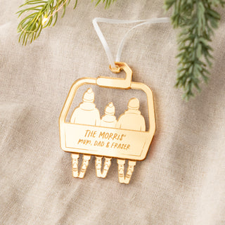 Acrylic Family Ski Lift Christmas Decoration