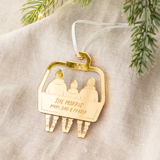 Acrylic Family Ski Lift Christmas Decoration
