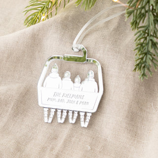Acrylic Family Ski Lift Christmas Decoration