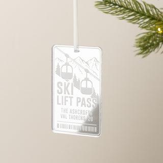 Acrylic Ski Lift Pass Christmas Decoration