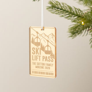 Acrylic Ski Lift Pass Christmas Decoration