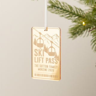 Acrylic Ski Lift Pass Christmas Decoration