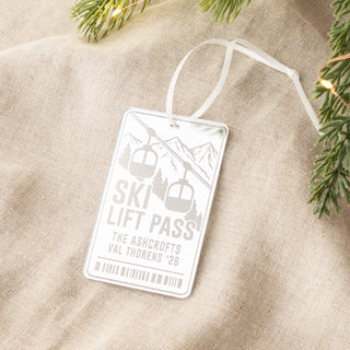 Acrylic Ski Lift Pass Christmas Decoration