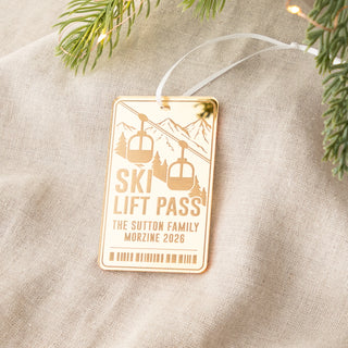 Acrylic Ski Lift Pass Christmas Decoration