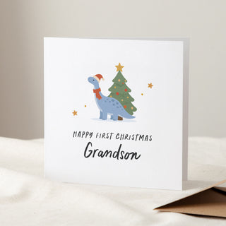Festive Dinosaur First Christmas Greetings Card